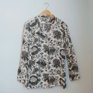 FLAX Social Blouse Black & White Size Small,